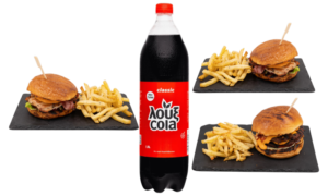Με 3 burger, δώρο ένα Λούξ 1,5lt